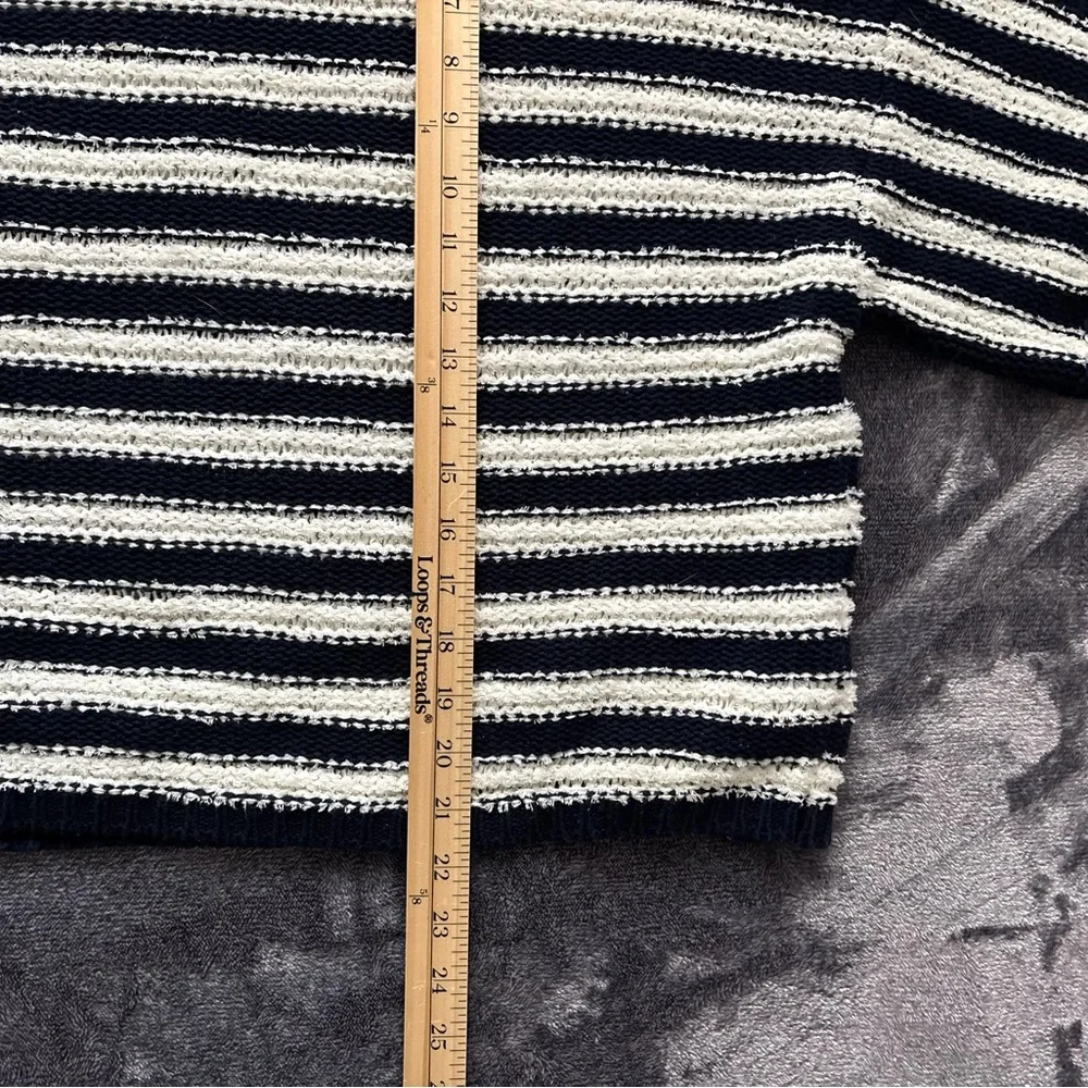 Anthropologie Evie Poncho Sweater Large Striped Relaxed Oversize Short Sleeve - Picture 9 of 9
